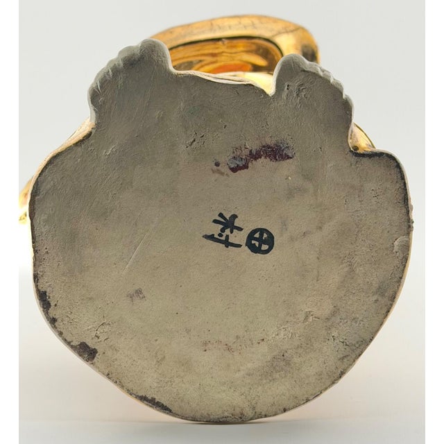 Gold Mid 20th Century Beautiful Japanese Kutani Porcelain Kannon Statue-Signed W/Fish Basket For Sale - Image 8 of 8