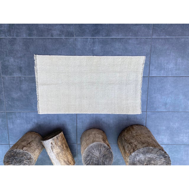 Vintage White Neutral Kilim Rug For Sale - Image 4 of 7