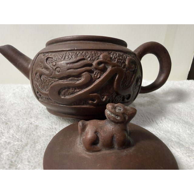 Vintage Chinese YiXing Small Teapots Dragon Motif Brown/Dark 20th C. - Set of 3 For Sale - Image 11 of 12