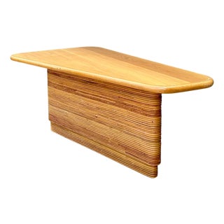Vintage Pencil Reed and Wood Surfboard Desk For Sale
