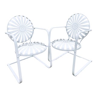 Mid 20th Century Francois Carre Porch Rockers in White - A Pair, Attributed For Sale