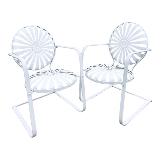 Mid 20th Century Francois Carre Porch Rockers in White - A Pair, Attributed For Sale