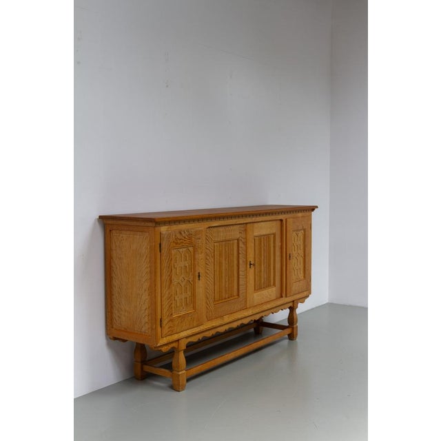Mid-Century Modern Mid-Century Brutalist Danish Oak Sideboard by Henning Kjærnulf for EG, 1960s For Sale - Image 3 of 18