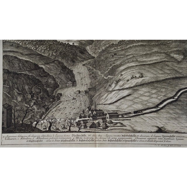 Traditional An Antique Engraved View of "Waterfalls in Smoland", Sweden by Erik Dahlberg , 1705 For Sale - Image 3 of 3