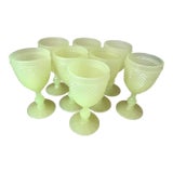 Neon Yellow Uranium Glass Hobnail Goblets - A Set of 6 For Sale
