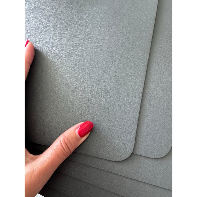 Gray Modern Gray Faux Leather Placemats – Minimalist Table Setting - Set of 6 For Sale - Image 8 of 8