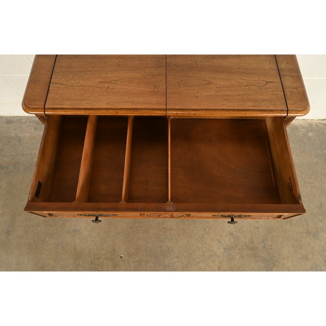 Henredon French Provincial Louis XV Carved Walnut Flip Top Buffet Server or Bar Cabinet, Circa 1970s For Sale - Image 10 of 17