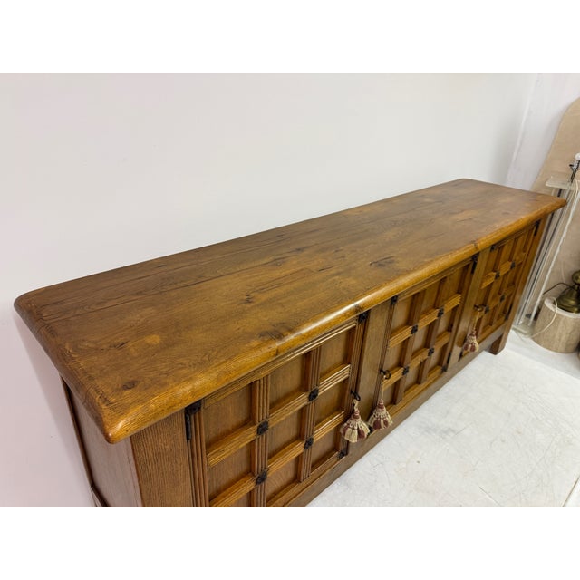 1960s Spanish Style Brutalist Oak Sideboard with Lattice Front, 1960s For Sale - Image 5 of 13