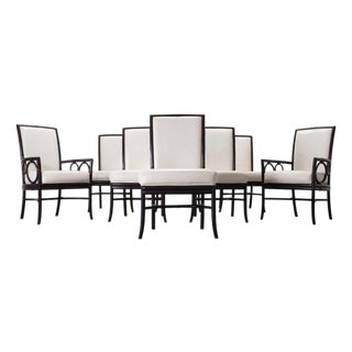 Set of Eight Laura Kirar for McGuire Rattan Ring Dining Chairs For Sale
