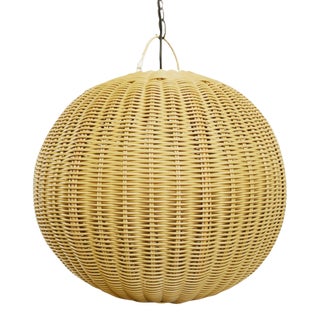 Faux Rattan Globe Pendant Light Small For Sale
