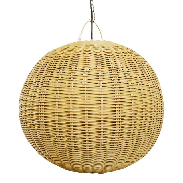 Faux Rattan Globe Pendant Light Small For Sale