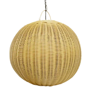 Faux Rattan Globe Pendant Light Small