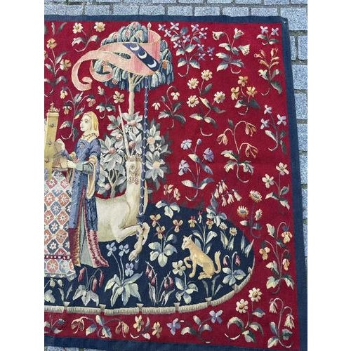 Discover the timeless elegance of this early 20th-century French Aubusson tapestry featuring a captivating design inspired...