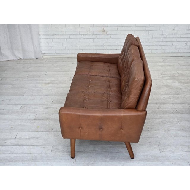 Danish 3-Seater Sofa in Brown Leather, 1970s For Sale - Image 16 of 18