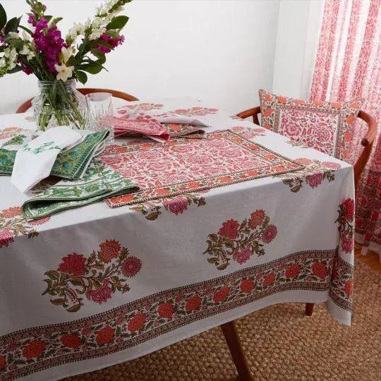 Contemporary Sanya 10-Seat Pink & Orange Tablecloth For Sale - Image 3 of 6