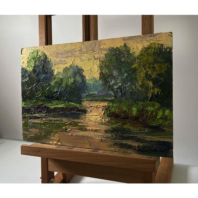 Impressionist Oil Painting Spring Sunset Over the River Boris Serdyuk For Sale - Image 3 of 10
