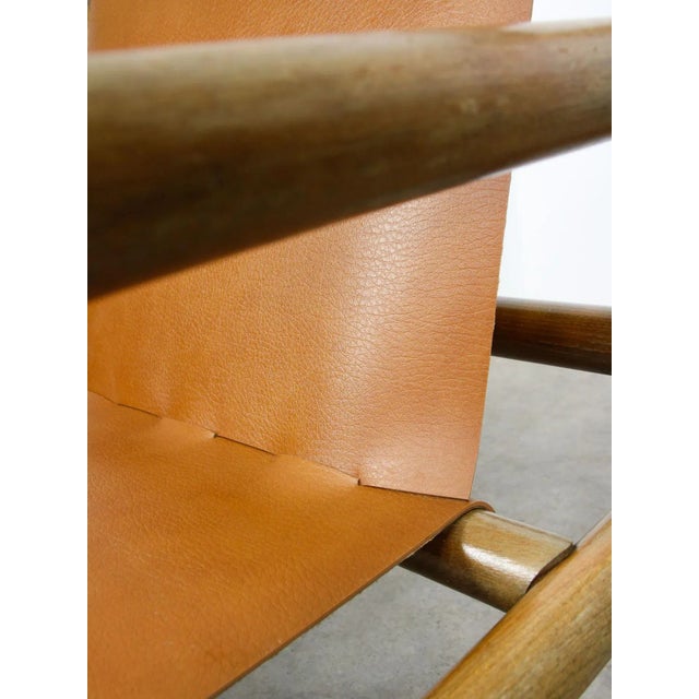 Mid-Century Modern Scandinavian Armchair in Wood and Brown Leatherette, 1960s For Sale - Image 4 of 18