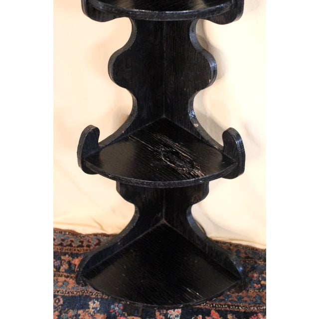1970s Tall Folk Art Black Scroll Corner Shelf For Sale - Image 12 of 14