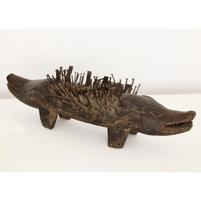 Wood Bakongo Nkisi Kozo Nail-Studded Janus Dog Power Figure, Congo For Sale - Image 7 of 17