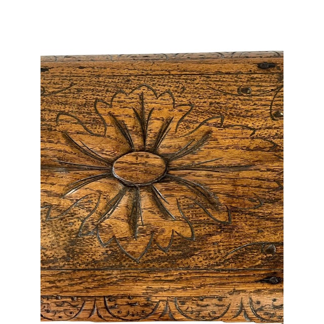 Antique French Provincial Carved Oak Joint Small Stool or Riser For Sale - Image 11 of 15