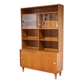 Mid Century Modern Vintage Teak Display China Cabinet by Domino Mobler Danish For Sale