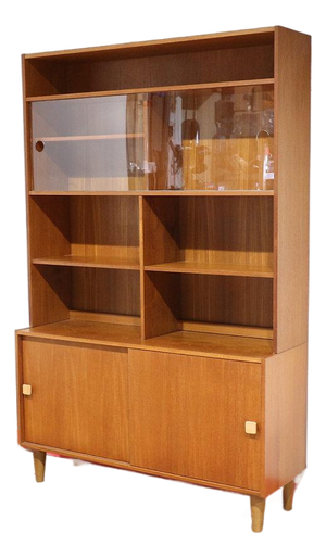 Mid Century Modern Vintage Teak Display China Cabinet by Domino Mobler Danish