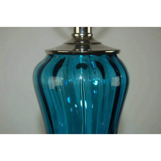 1960s Vintage Murano Glass Petticoat Lamps Blue For Sale - Image 5 of 11