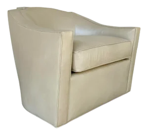 Theodore Alexander Modern Beige Leather Swivel Chair