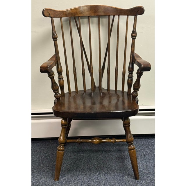 Vintage Ethan Allen Antiqued Pine Old Tavern Duxbury Chairs - Set of 4 For Sale In New York - Image 6 of 12