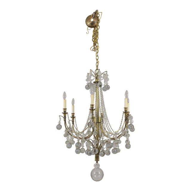 High Quality Brass & Sphere Crystal Ball Chandelier For Sale