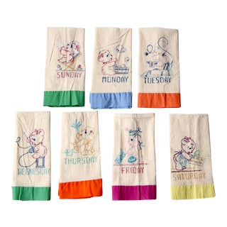 Embroidered Kitchen Towels - Set of 7 For Sale