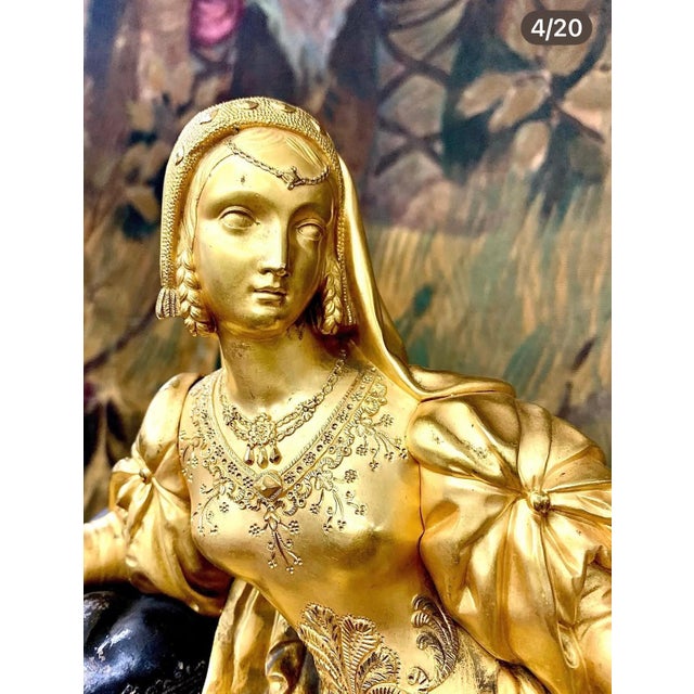 Antique French Clock in Gilded Bronze, 1850 For Sale - Image 4 of 13