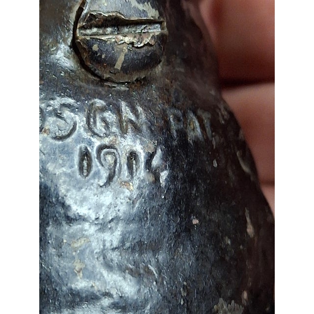 Rare Black Colorway Antique Hubley Cast Iron Fido Dog Still Bank 1904 Orig Paint For Sale - Image 16 of 18