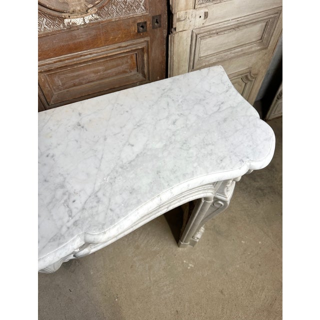 French White Marble Fireplace, 1880 For Sale - Image 6 of 17