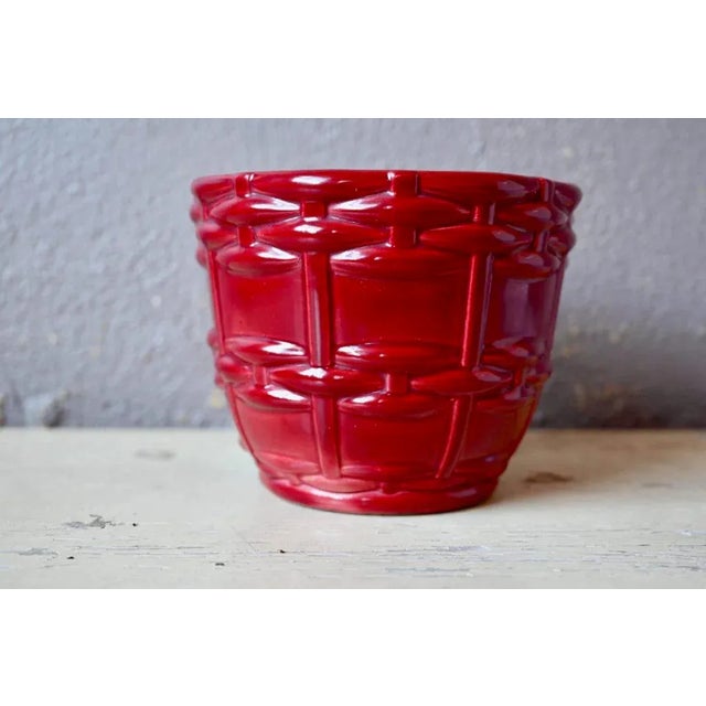 Red Ceramic Planter by Blanche Letalle for Saint Clément, France, 1940s For Sale - Image 6 of 6