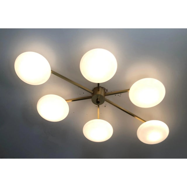 Not Yet Made - Made To Order Angelo Satin Brass Glossy White Glass Flush Mount by Fabio Ltd For Sale - Image 5 of 8