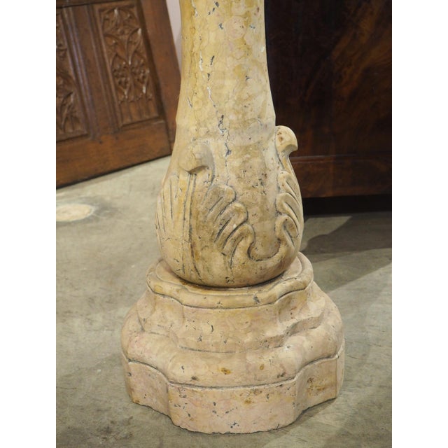 Stone A Carved Italian Giallo Reale Rosato Marble Stoup For Sale - Image 7 of 12