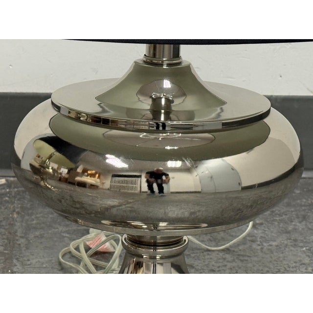 Polished Nickel Sculptural Table Lamps, Pair For Sale - Image 9 of 12