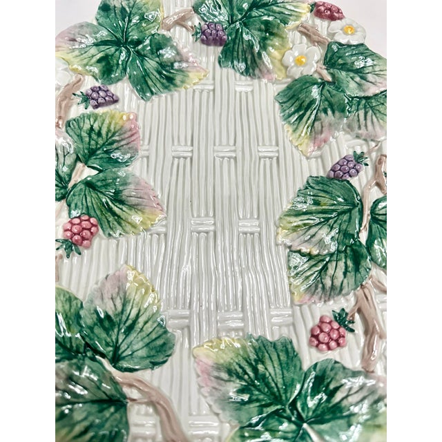 1990s Vintage Fitz & Floyd Wild Berries Ceramic Serving Platter – Basketweave Tray For Sale - Image 5 of 10