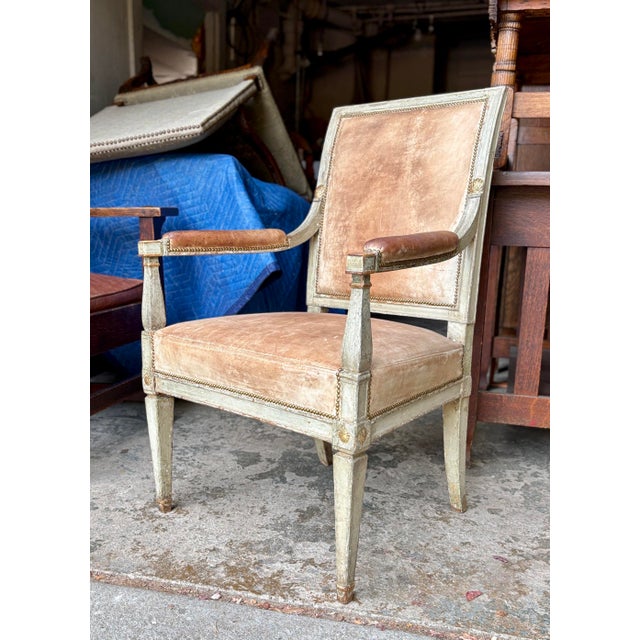 Antique French Louis XVI Fauteuil Arm Chair For Sale - Image 4 of 9