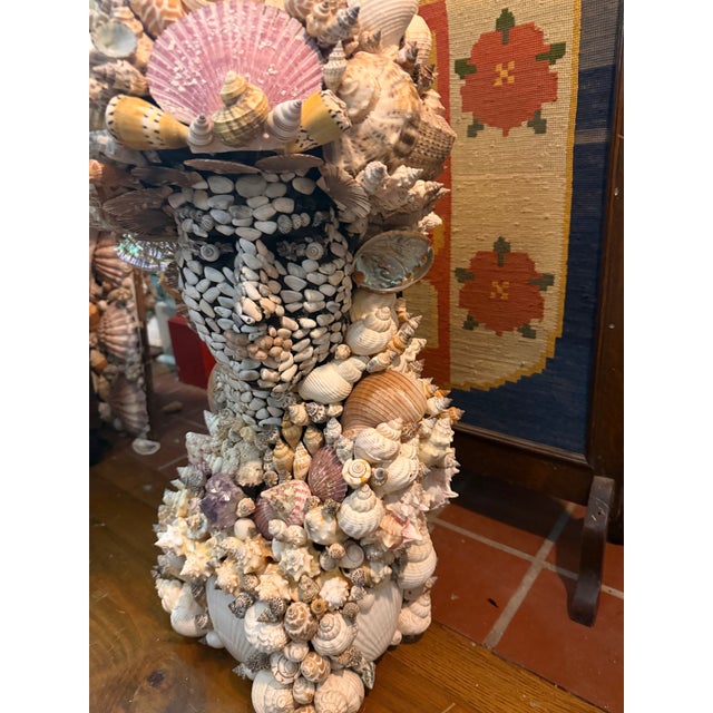Traditional Vintage Shell Encrusted Plaster Bust of Man For Sale - Image 3 of 6