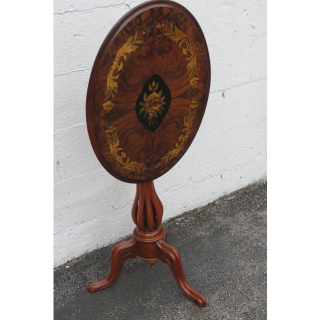 Late 1800s Victorian Tilt Top Inlay Oval Side End Table For Sale - Image 10 of 12
