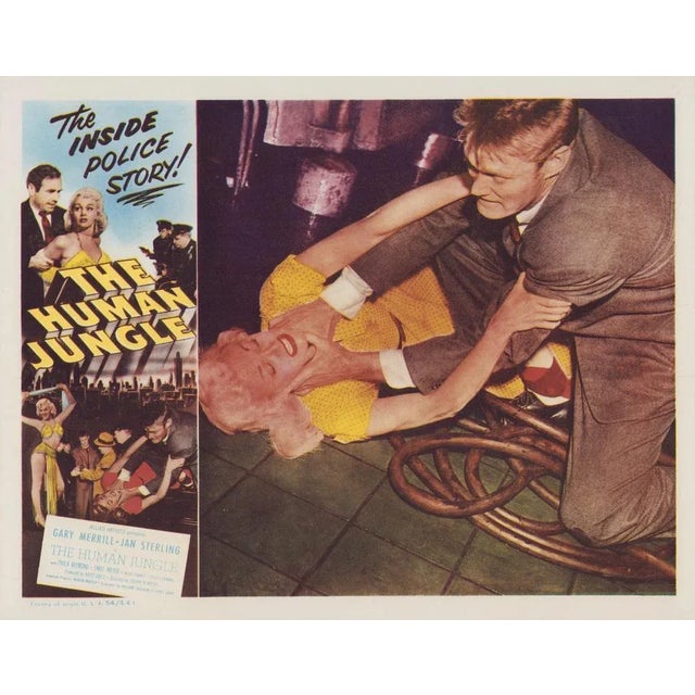 Original lobby card for the film "The Human Jungle" (1954) featuring Gary Merrill and Jan Sterling. This vintage cinema...