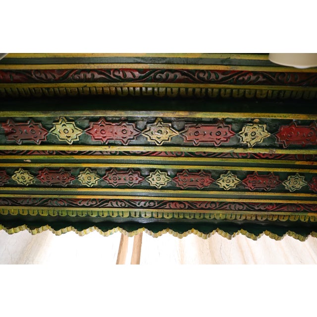 Red Monumental Hand Carved Indian Polychrome Jhula (Swing) For Sale - Image 8 of 14