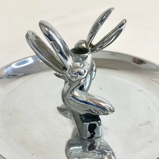 1970s Vintage Boho Chic Figurative Chrome Large Billed Ducks Ashtray With Snuffer. For Sale - Image 4 of 6