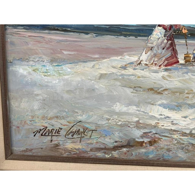Marie Charlot – Impressionist Seaside Figures, Original Oil Painting For Sale - Image 10 of 12