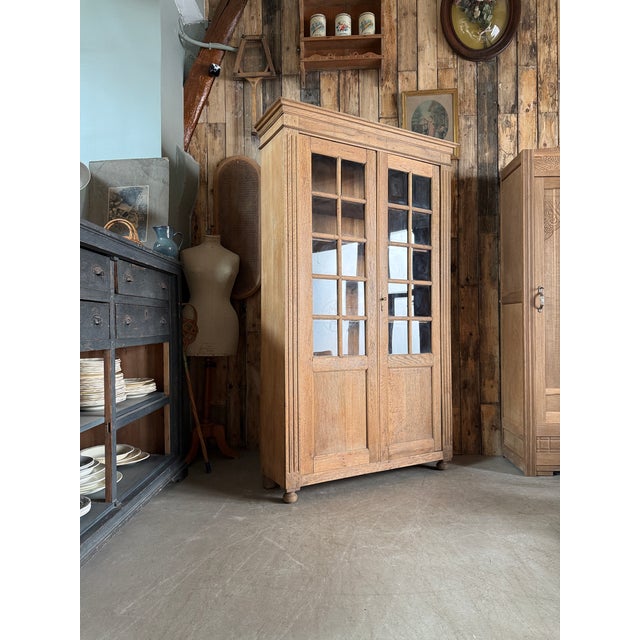 Wood Large Antique Oak Display Cabinet, 1890s For Sale - Image 7 of 16