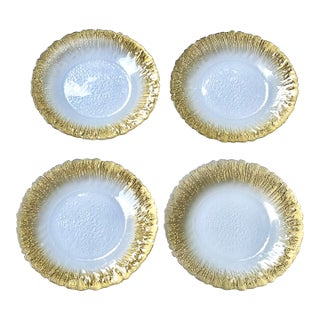 Hand Painted Rufolo Glass Brushstroke Dessert Plates - Set of 4 For Sale