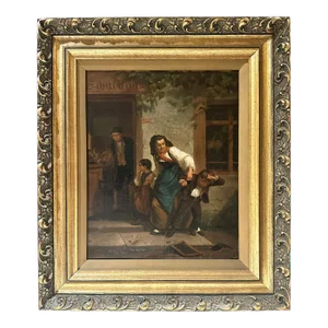 German Painting of a Mother and Two Children