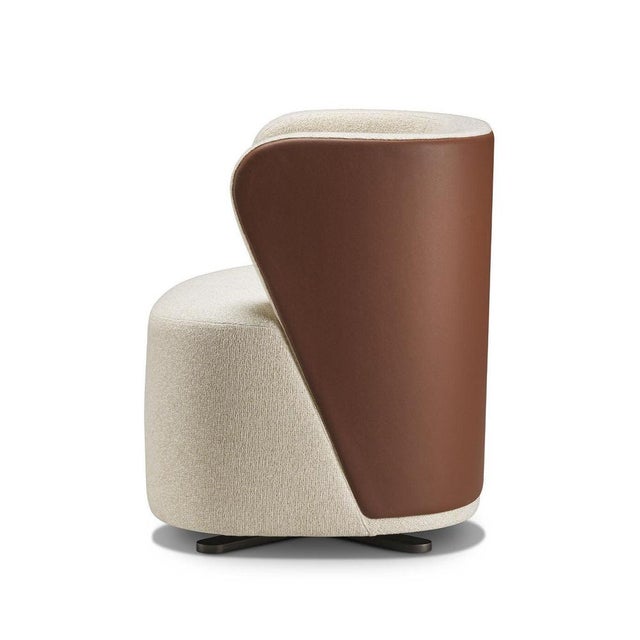 Spritz Beige and Brown Swivel Chair by Lorenza Bozzoli For Sale - Image 4 of 5